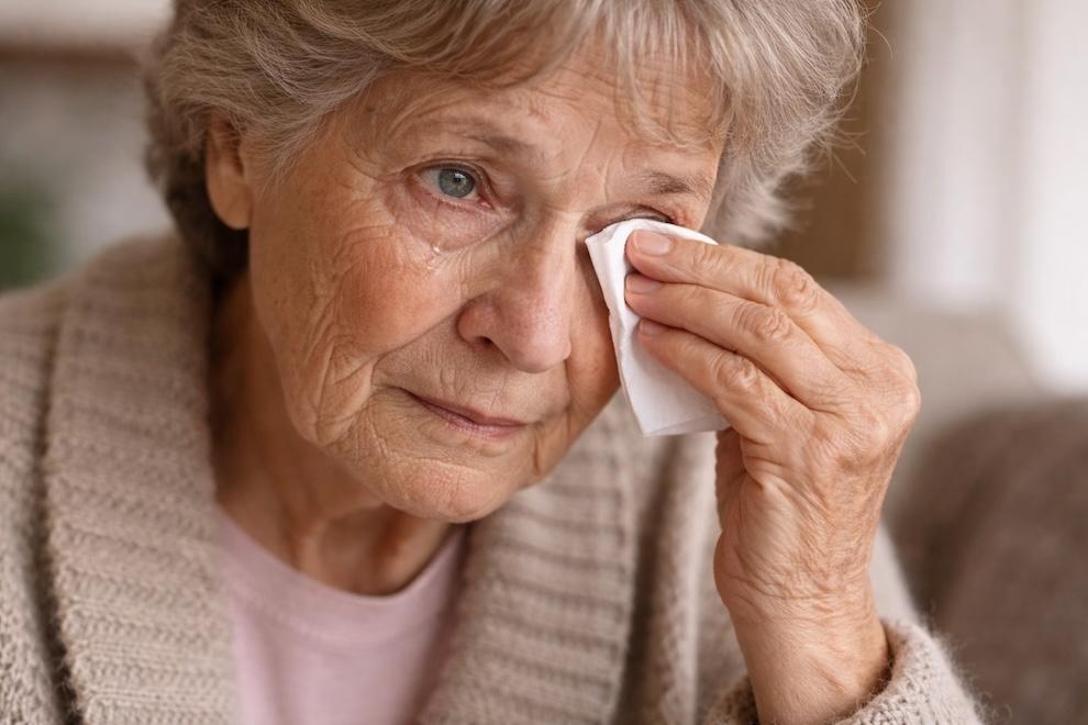 Ojos llorosos en personas mayores