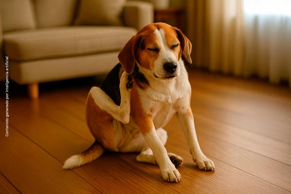 Perro rascándose por parásitos